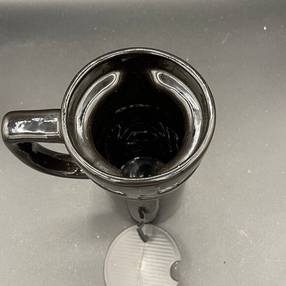 Black Ceramic Coffee Mug with Lid and Rubber Base - Fish and Cross Symbol - Picture 6 of 9